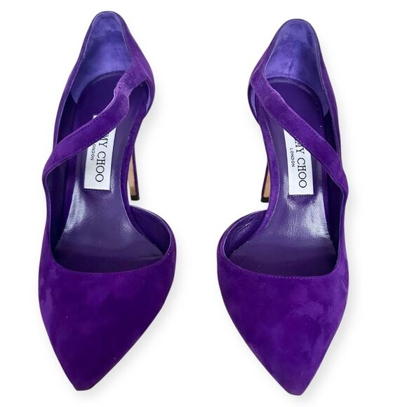 Jimmy Choo Davos 100 Suede Purple Pump Size 37 7 US - Picture 2 of 10